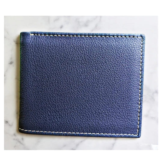 Classic Blue Genuine Leather Wallet Premium Handmade Blue Bi-Fold Wallet